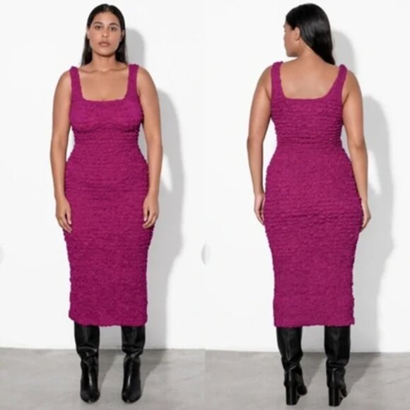 Mara Hoffman Sloan Popcorn Dress in Berry Fuchsia Large - Picture 1 of 6